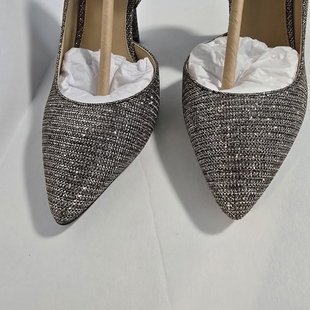 New Michael Kors Nathalie Flex High Pump Black Gold Glitter Mesh, Size 7.5M - Picture 7 of 17